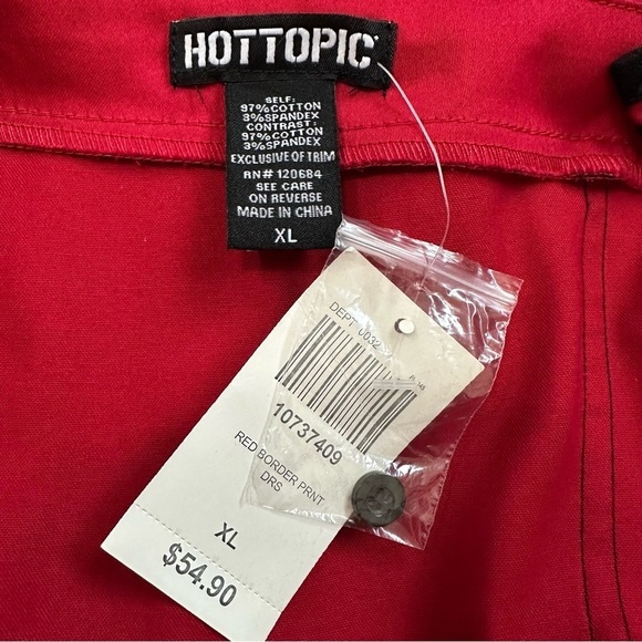 NWT Hot Topic Red & Black Velvet Print Border Fit & Flare Dress, Size XL - Picture 9 of 12